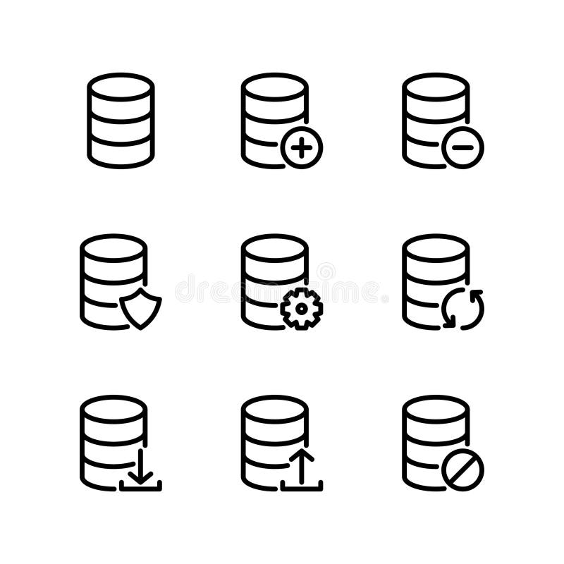 Database icon set. 9 icons. royalty free illustration.