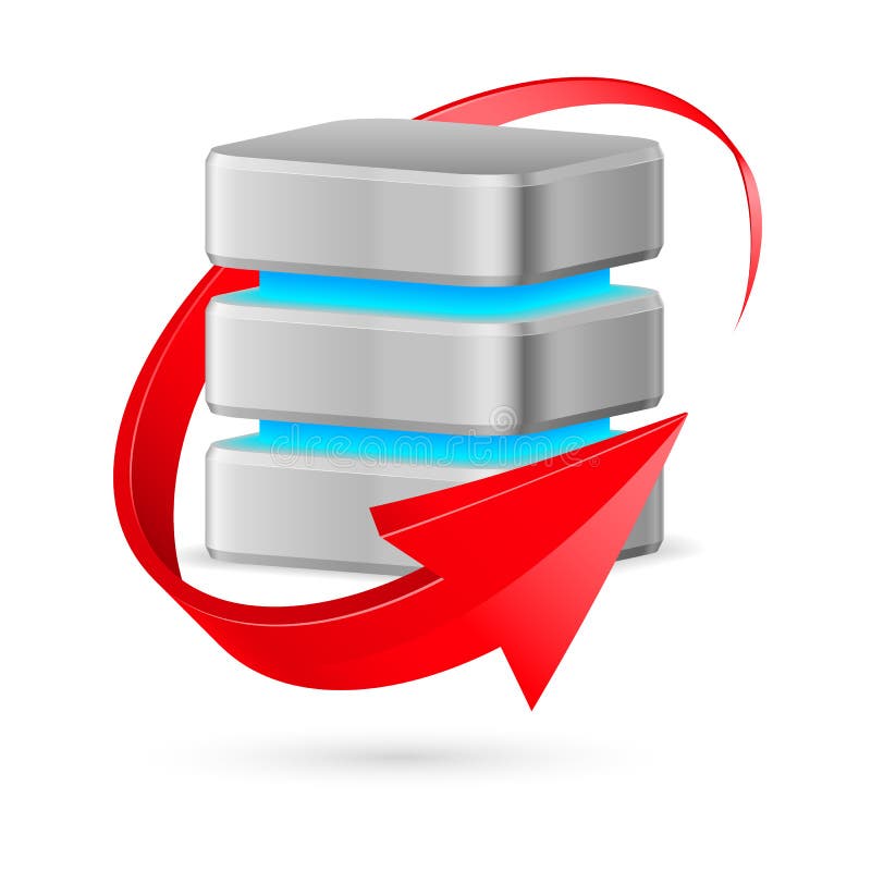 Database icon with update symbol. vector illustration
