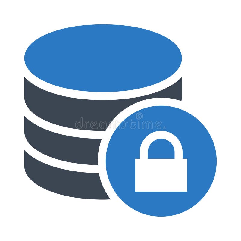 Database lock glyphs double color icon stock illustration