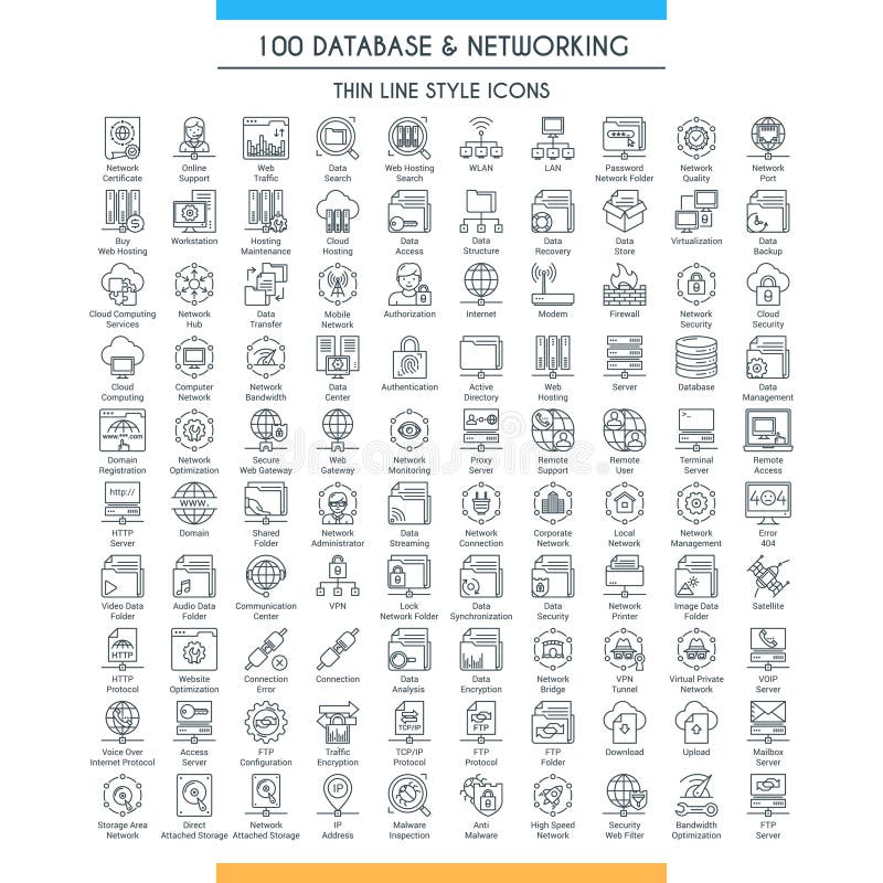 Database big line set stock illustration Database big line set stock illustration