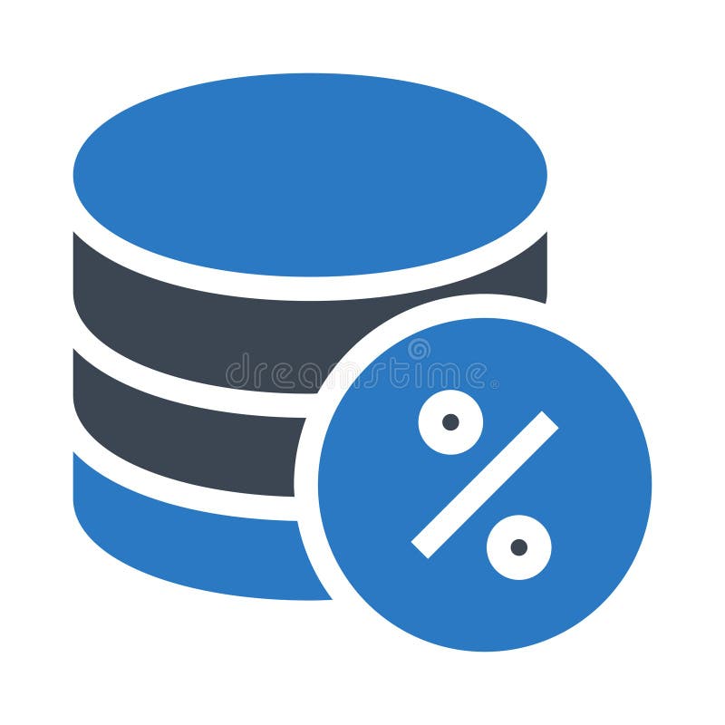 Database percentage glyphs double color icon royalty free illustration