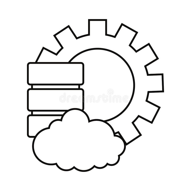 Database server cloud storage and gear royalty free illustration