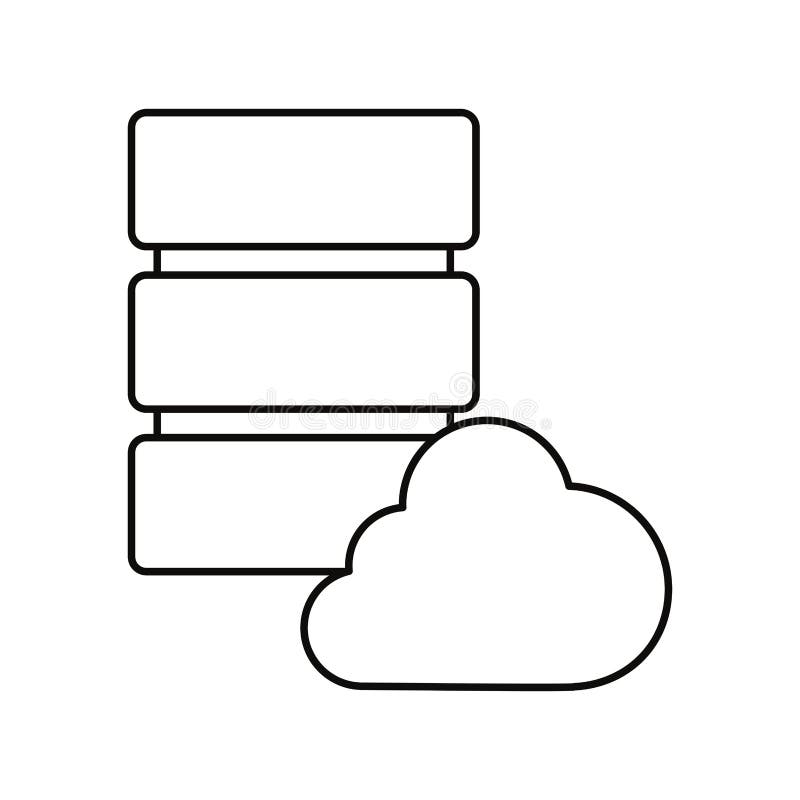 Database server cloud storage white background stock illustration