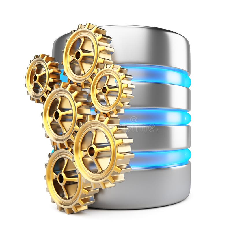 Database server and cogwheels stock illustration