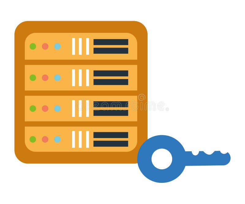 Database server and key stock illustration illustration of tables