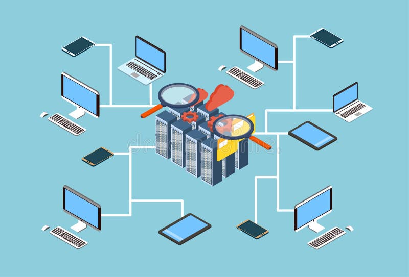 Database Server Search Data 3d Isometric Design royalty free illustration
