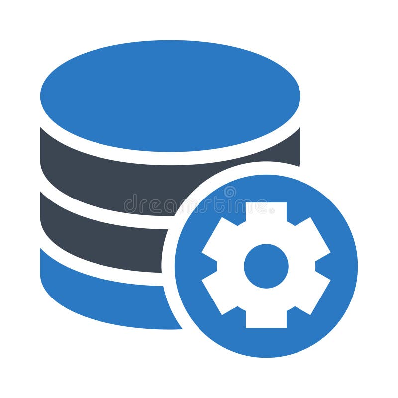 Database setting glyphs double color icon royalty free illustration
