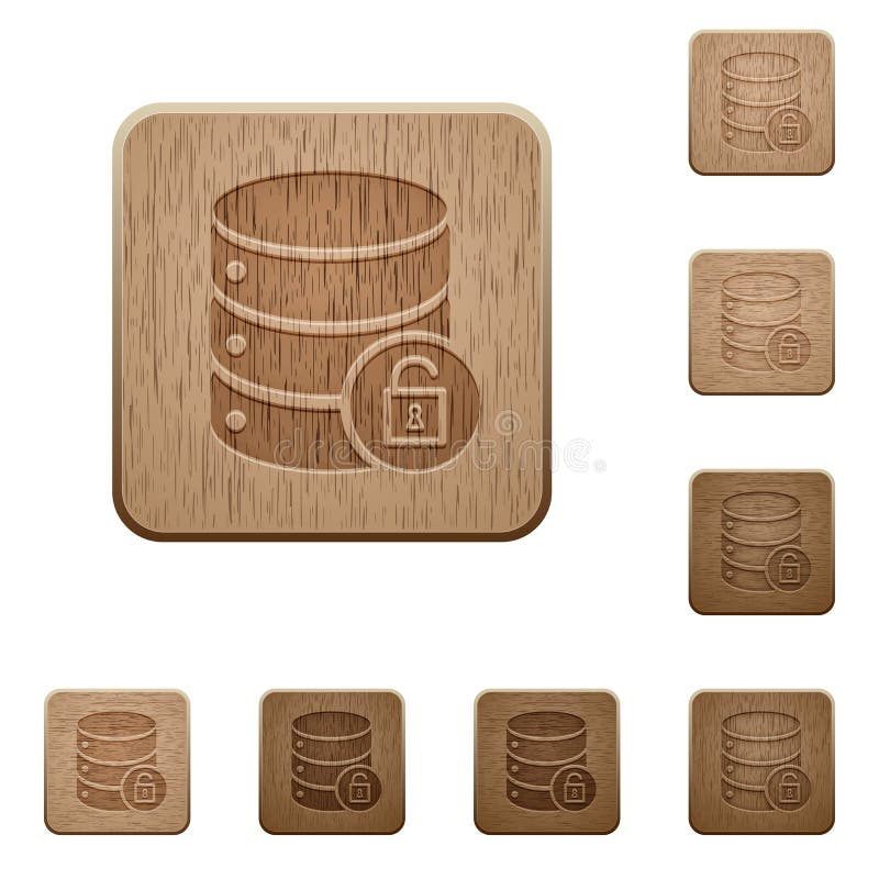 Database unlock wooden buttons royalty free illustration