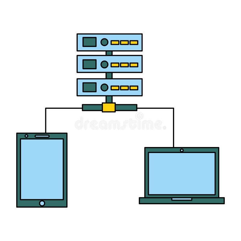 Databse mobile laptop technology digital connection royalty free illustration