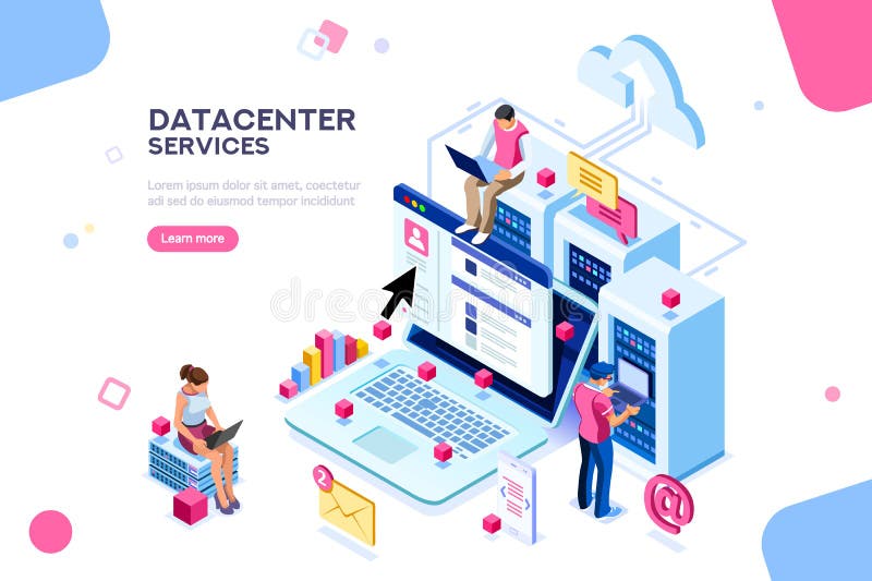 Datacenter internet Administrator Concept Vector Design stock illustration Datacenter internet Administrator Concept Vector Design stock illustration