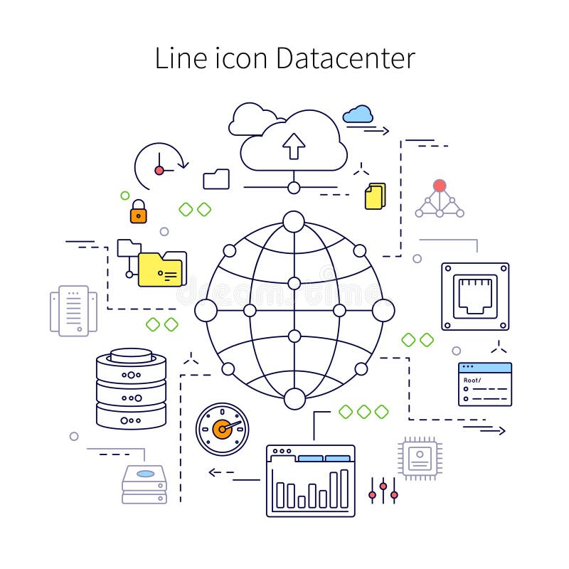 DatacenterZeilendarstellung lizenzfreie abbildung DatacenterZeilendarstellung lizenzfreie abbildung