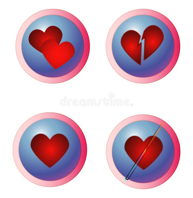 Datación del Internet - botones de los corazones