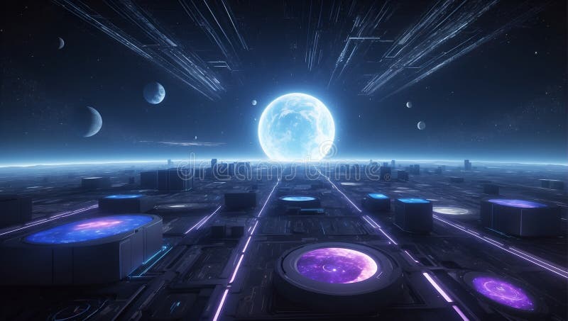 DataEclipse Unveiled: QuantumQuotient\'s Tomorrow Expedition. AI generate royalty free illustration