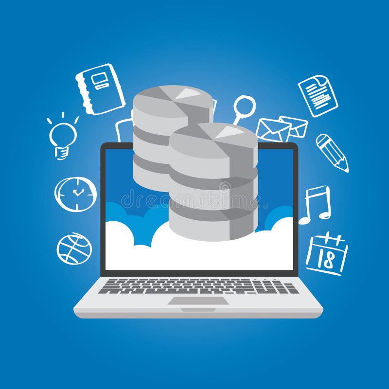 Date de bază în simbolul de stocare multimedia al rețelei de tip cloud stock illustration