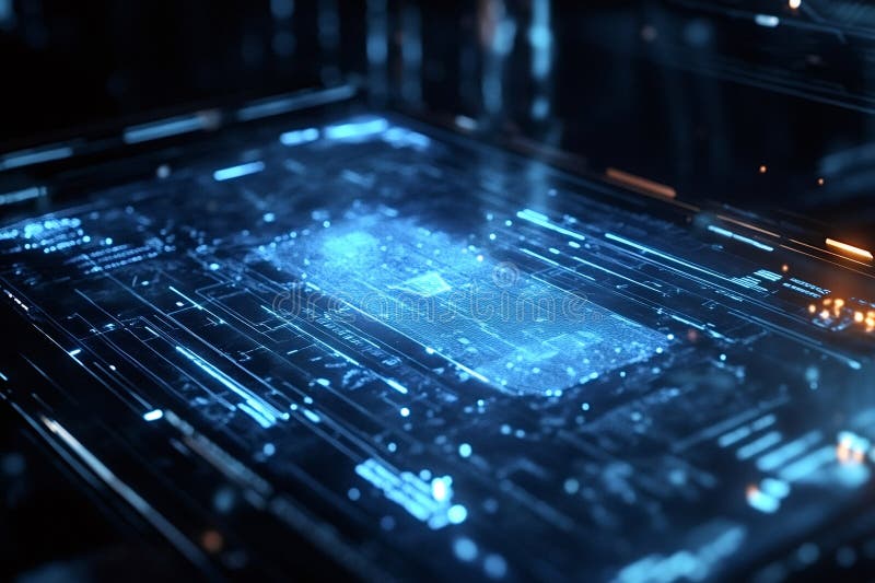 Date privind procesarea microcipurilor futuristice pe placa circuitelor cu linii strălucitoare royalty free stock image