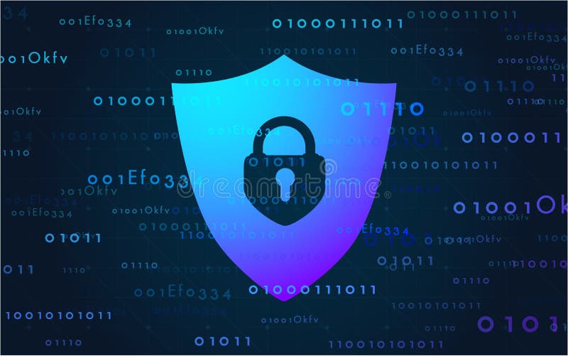 Date privind securitatea cibernetică banner pe internet. ilustrare vectorială într-un stil modern royalty free stock photos