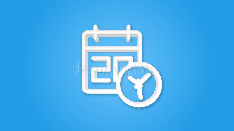 Date and time, calendar and clock 3d realistic line icon. vector illustration royalty free illustration