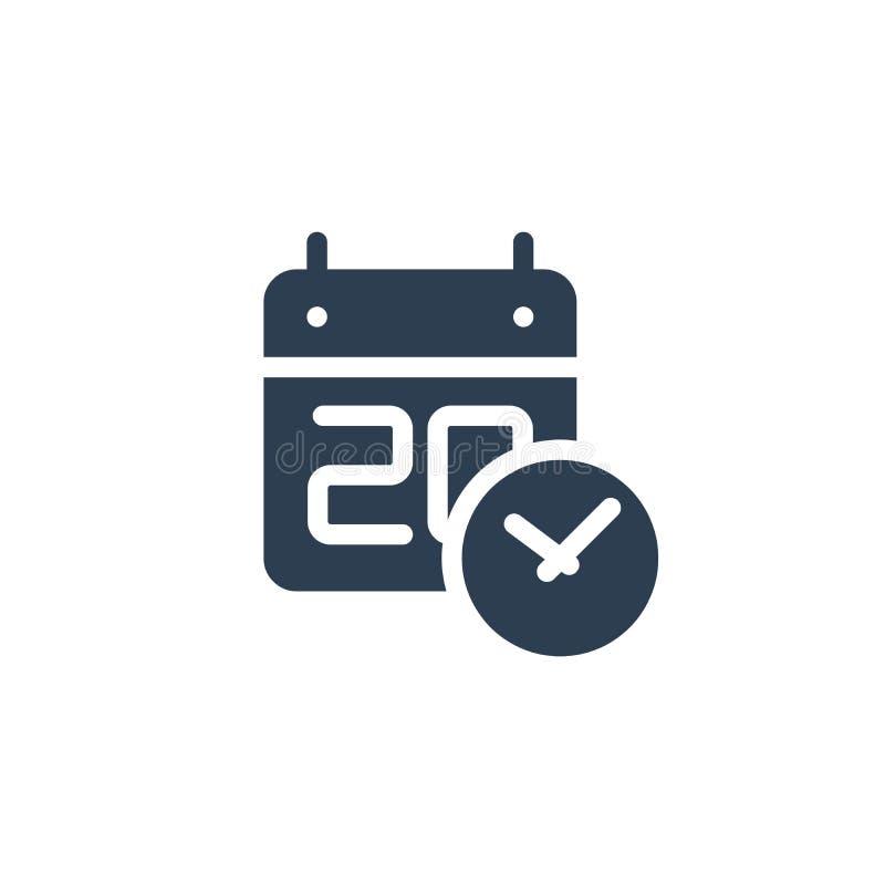 Date and time, calendar and clock solid flat icon. vector illustration stock illustration