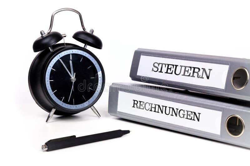 Dateiordner und -Wecker symbolisieren Zeitdruck Translatio stockbilder Dateiordner und -Wecker symbolisieren Zeitdruck Translatio stockbilder