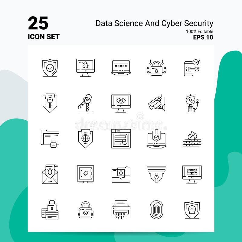 25 Daten-Wissenschafts-und Internetsicherheits-Ikonen-Satz 100% Editable EPS 10 Dateien Geschäfts-Logo Concept Ideas Line-Ikonene vektor abbildung
