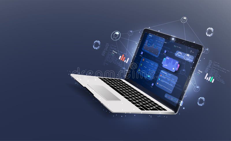 Datenanalyst zur Konsolidierung von Finanzinformationen und Berichten über Computer. Finanzdatenmanagement vektor abbildung