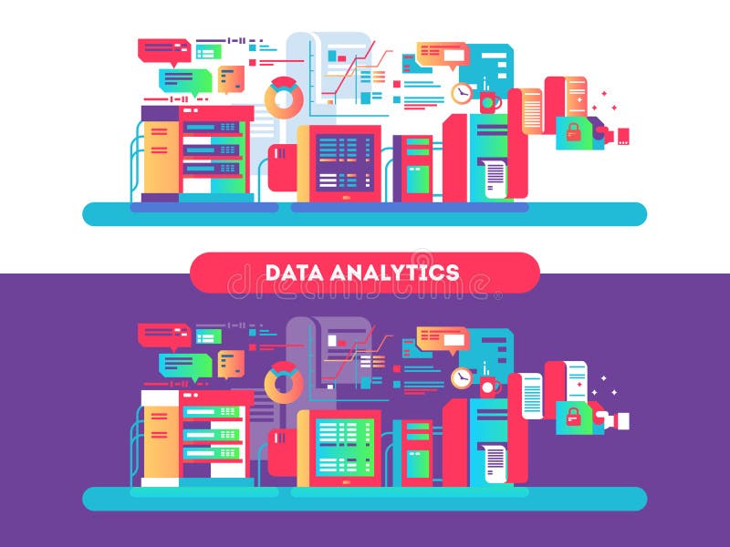 Datenanalytik entwirft flach vektor abbildung Datenanalytik entwirft flach vektor abbildung