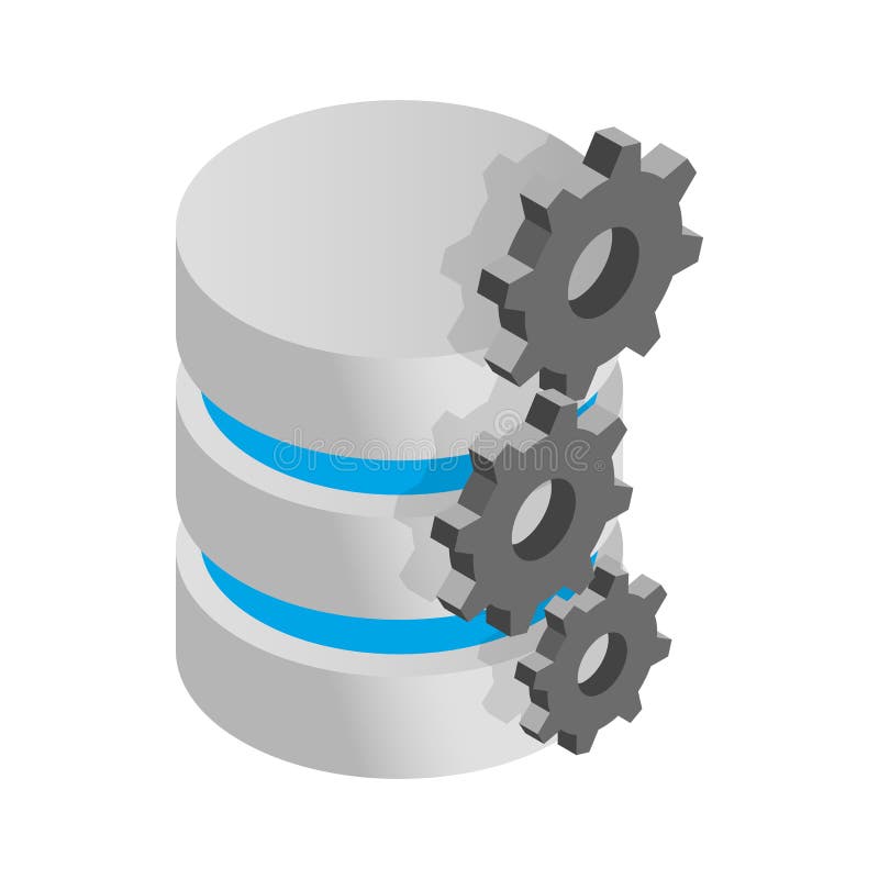 Datenbanksymbol und Gangikone, isometrische Art 3d vektor abbildung Datenbanksymbol und Gangikone, isometrische Art 3d vektor abbildung