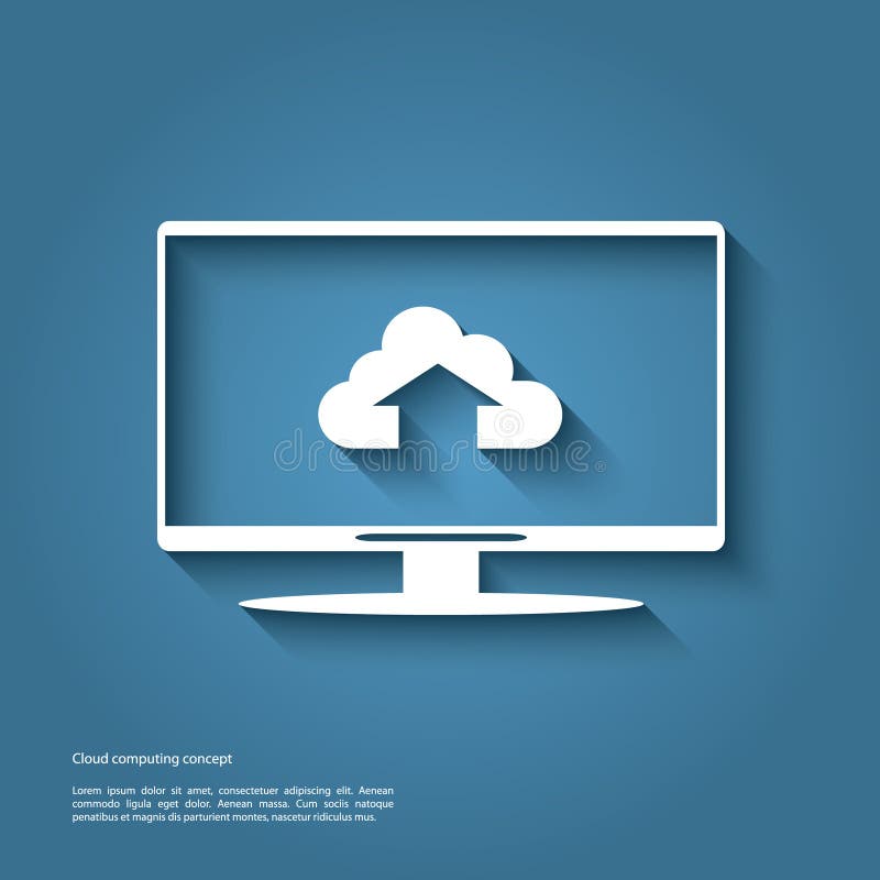 Cloud computing concept vector illustration with cloud upload icon and devices. Eps10 vector illustration. Cloud computing concept vector illustration with cloud upload icon and devices. Eps10 vector illustration