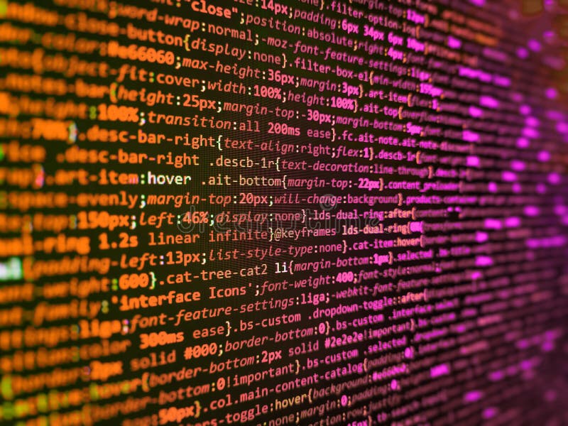 Datenverschlüsselungssicherheitscode auf einem Computer-Display schließen. Objekte für JavaScript-Funktionen. Bildschirmfoto mit Z stockfotografie