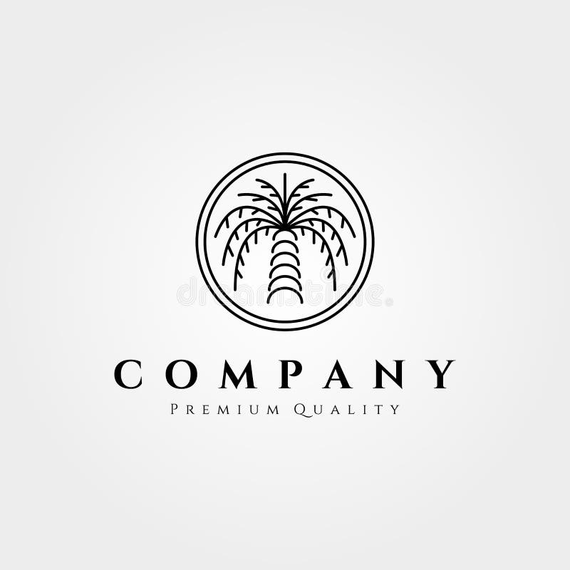 Palm Tree Island Line Logo Vector Symbol with Sunset Illustration ...