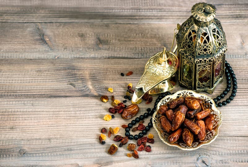 Dates Raisins Oriental Lamps Rosary Islamic Holidays Decoration Stock ...