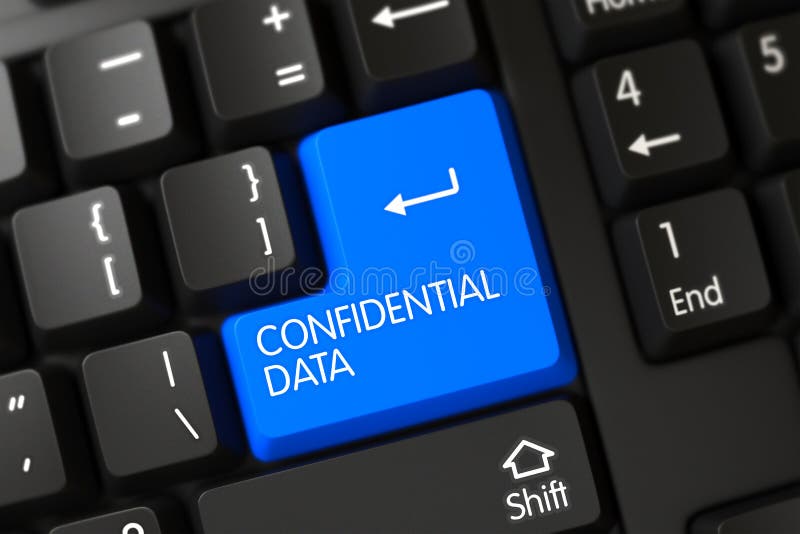 Confidential Data on Modern Laptop Keyboard Background. 3D. Confidential Data on Modern Laptop Keyboard Background. 3D.
