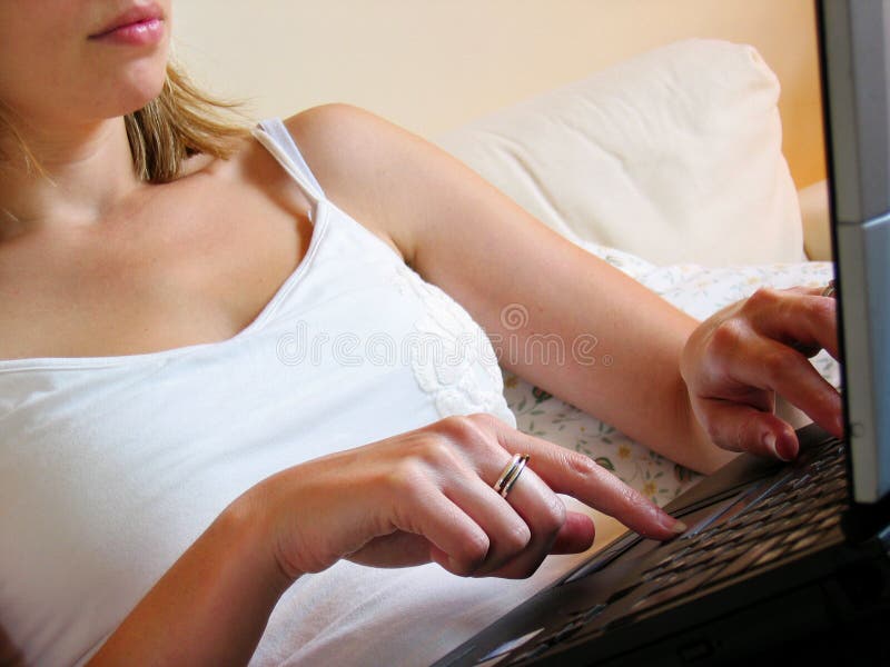 Woman typing on laptop. Woman typing on laptop