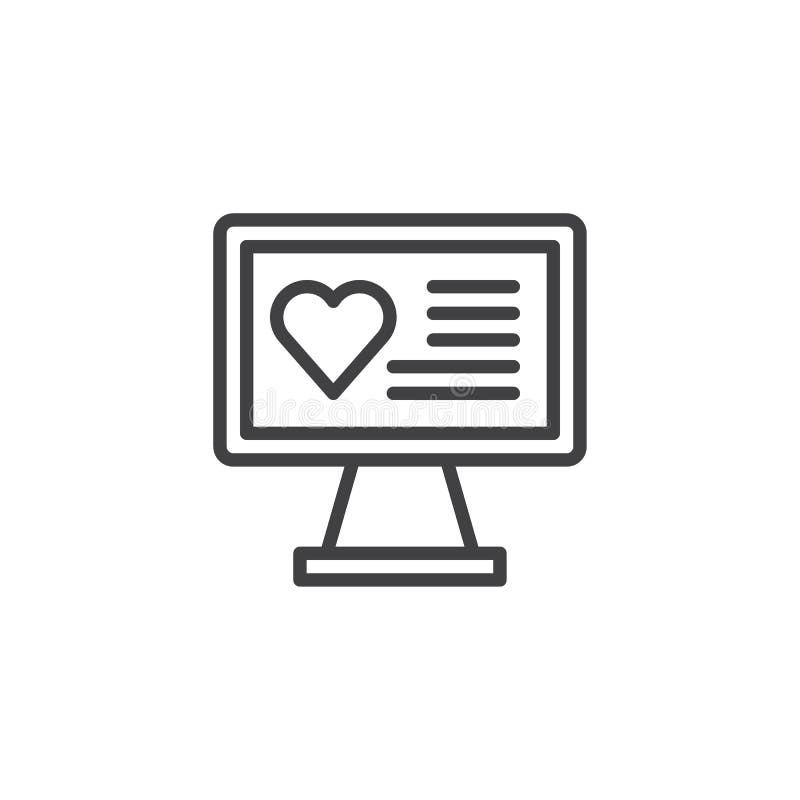 Datorbildskärm med hjärtatext på skärmlinjen symbol royaltyfri illustrationer