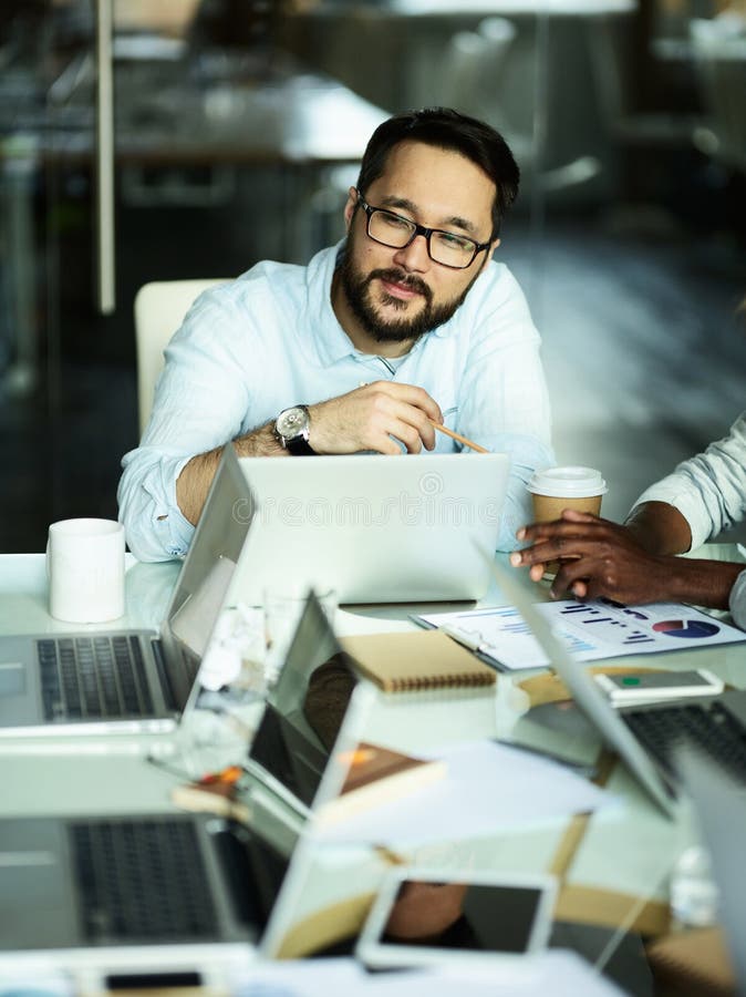Datore di lavoro alla riunione immagine stock