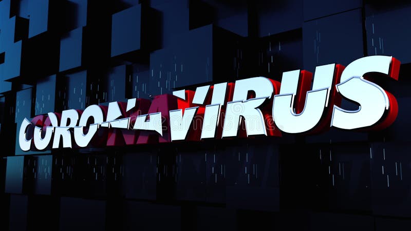 Datorgenererad bakgrund med banner coronavirus 3d-rendering av volymetriska bokstäver. coronaviruspandemi vektor illustrationer