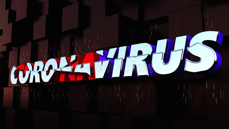 Datorgenererad bakgrund med banner coronavirus 3d-rendering av volymetriska bokstäver. coronaviruspandemi stock illustrationer