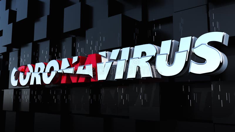 Datorgenererad bakgrund med banner coronavirus 3d-rendering av volymetriska bokstäver. coronaviruspandemi vektor illustrationer