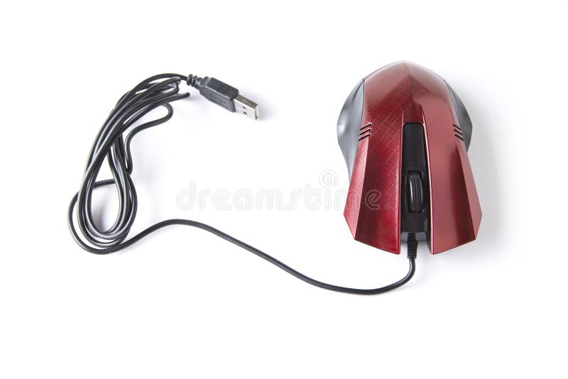 Datormus med USB kabelanslutning på den vita bakgrunden royaltyfria bilder Datormus med USB kabelanslutning på den vita bakgrunden royaltyfria bilder