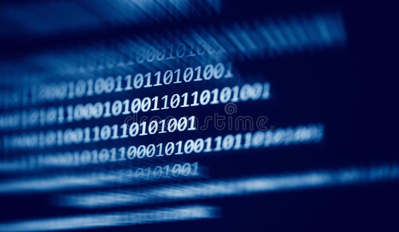 Datos digitales número 0 y 1 del código binario de la tecnología en fondo oscuro azul de la pantalla de ordenador ilustración del vector Datos digitales número 0 y 1 del código binario de la tecnología en fondo oscuro azul de la pantalla de ordenador ilustración del vector