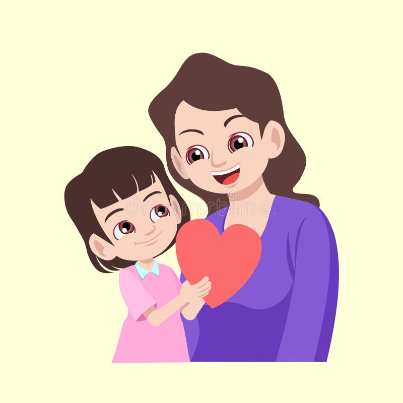 Mother and Daughter Happy Together with Love Stock Vector - Illustration of  character, mommy: 181863921