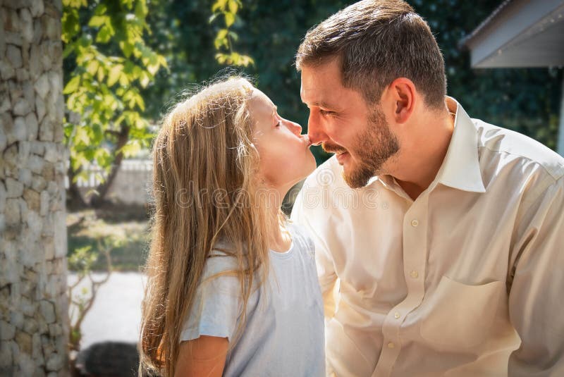 Daughter Kissing Dad Stock Image Image Of Cheerful 266830699