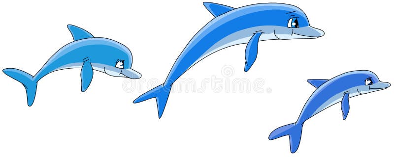 Cartoon illustration of three dolphins. Isolated on white. Cartoon illustration of three dolphins. Isolated on white.