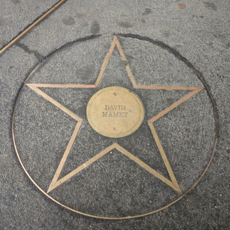 The David Mamet star at the Playwright Star Sidewalk outside the Lucille Lortel Theater, in New York City. Mamet is a Pulitzer Award winning playwright, screenwriter and director.