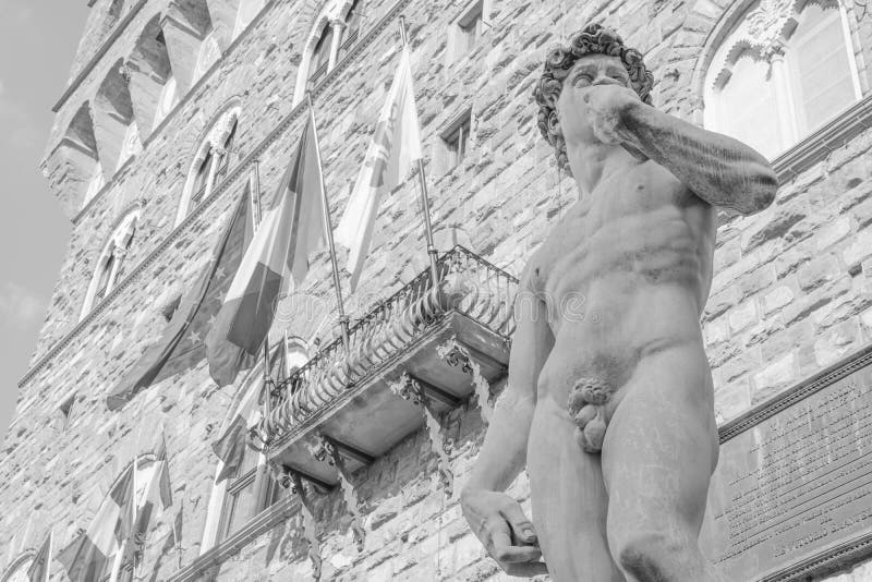 David van Michelangelo in Piazza della Signoria in Florence stock foto's David van Michelangelo in Piazza della Signoria in Florence stock foto's