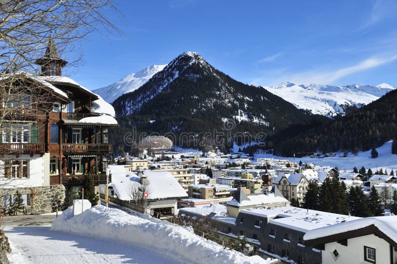 Davos stock image. Image of europe, estate, chalet, covered 9099573