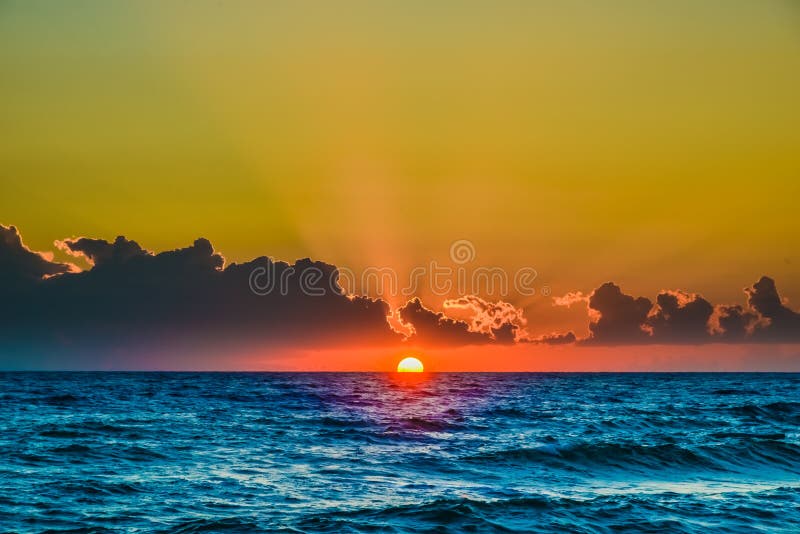 Dawn sun tranquil calm sea