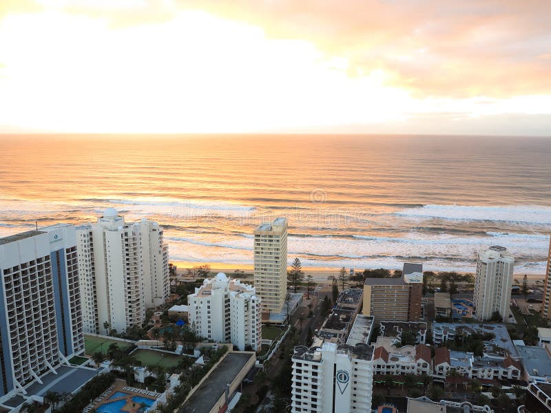 Sunrise over city by the sea aerial image royalty free stock photography Sunrise over city by the sea aerial image royalty free stock photography