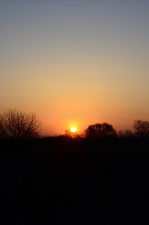 Dawn in the Village. Sunrise in the Suburban Landscape Stock Photo ...