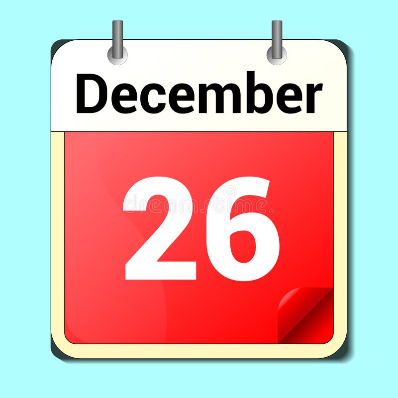 Day on the Calendar, Vector Image Format, December 26 Stock Vector